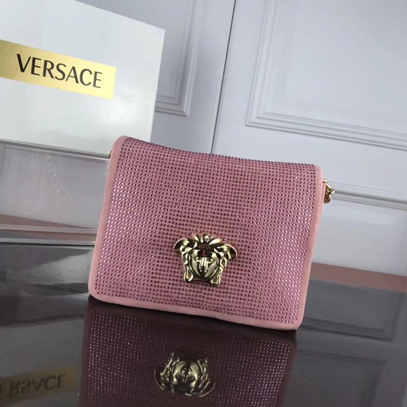 Versace Chain Handbags DBFG560 suede full diamond pink